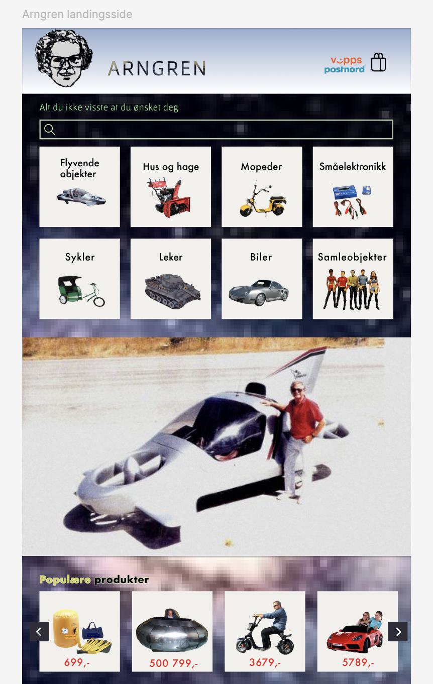 Hi-fi prototype av Arngren landingsside