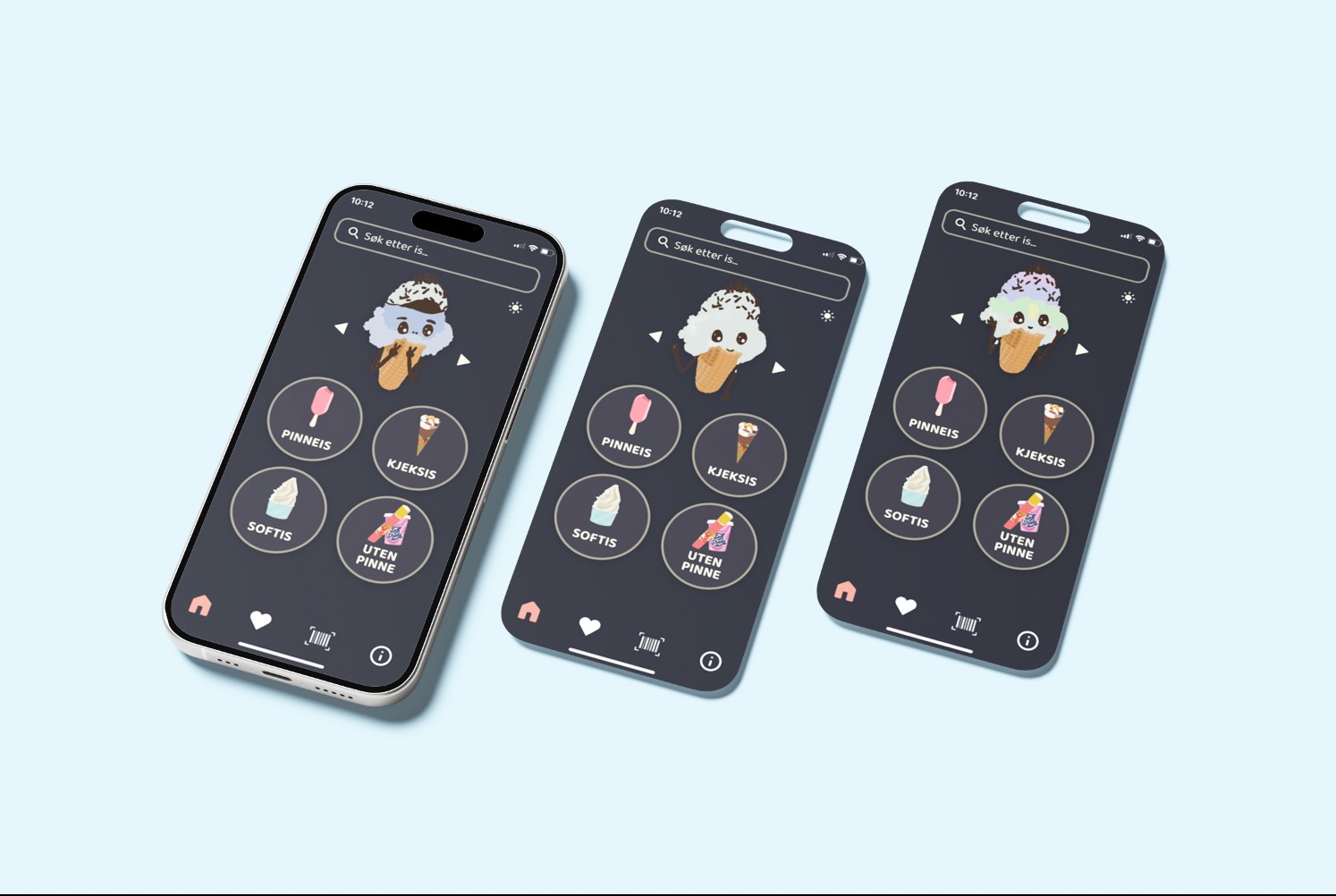 Dark mode visning av appen karbis